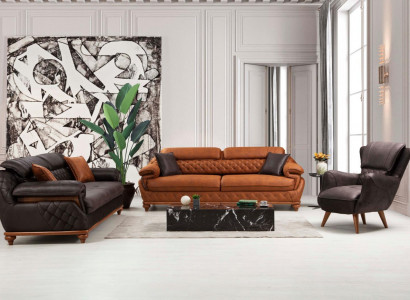 Wohnzimmer Komplett 3tlg Modern 2x Dreisitzer Sofa Couch Luxus Sessel Neu